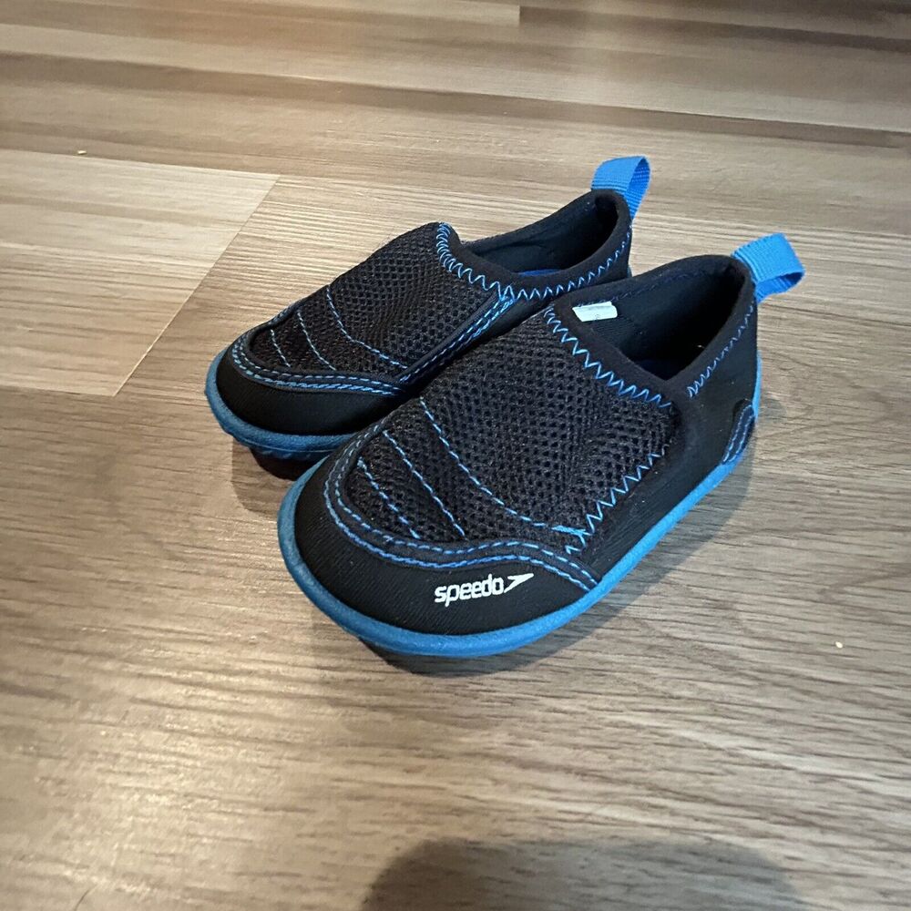 SPEEDO Water Shoes Slip On Toddler Boys Shoes‎ Black/Blue Size Small 5-6